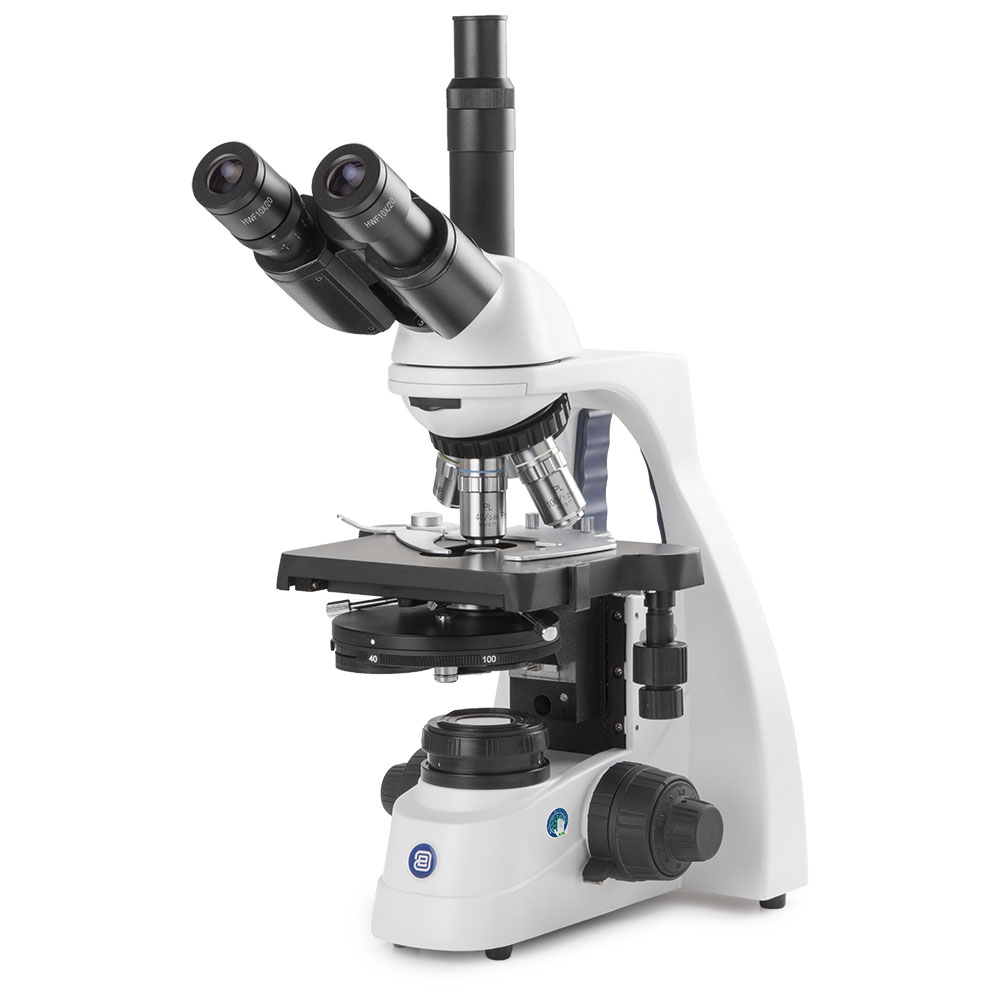Globe Scientific bScope trinocular microscope, HWF 10x/20mm eyepieces and quintuple nosepiece with Plan phase PLPHI 10/20/S40/S100x oil infinity corrected objectives, 131 x 152/197mm stage with integrated mechanical 75 x 36mm rackless X-Y stage. Zernike phase contrast condenser with iris diaphragm and filter holder, 3W NeoLED™ Köhler illumination and integrated power supply. Supplied without rechargeable batteries Microscope;Trinocular;mechanical stage;HWF;PLPHi